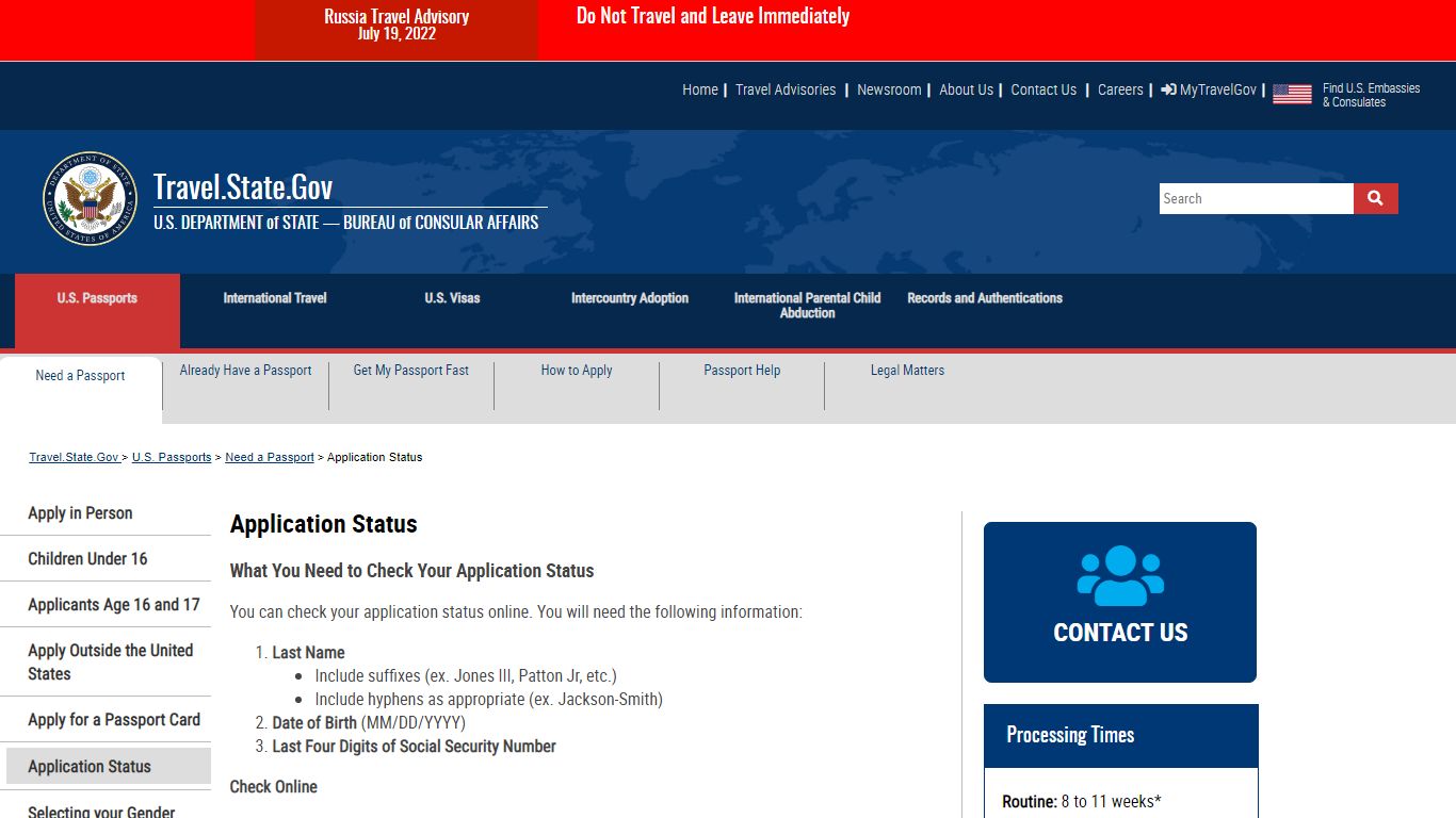 Application Status - United States Department of State