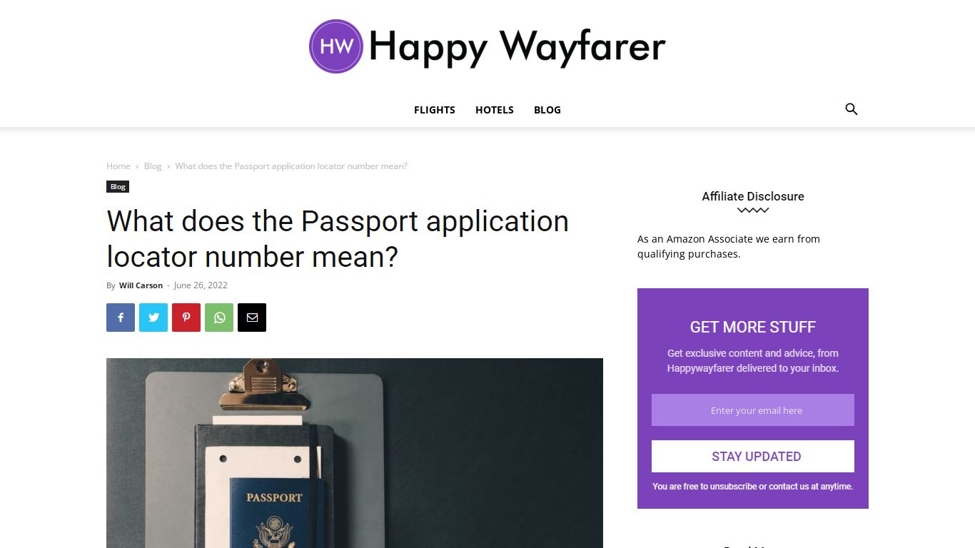What does the Passport application locator number mean?